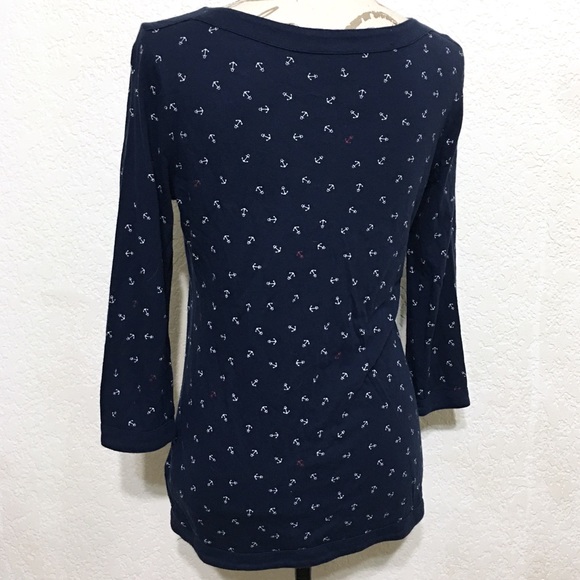 TOMMY HILFIGER 3/4 SLEEVE ANCHOR PRINT KNIT TOP M - Picture 5 of 8